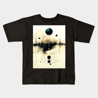 Moon Geometry: Celestial Bodies on a Dark Background Kids T-Shirt